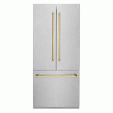 ZLINE RBIVZSN36G 36 in. 19.6 cu. ft. Built-in 3-Door French Door Refrigerator with Internal Water and Ice Dispenser