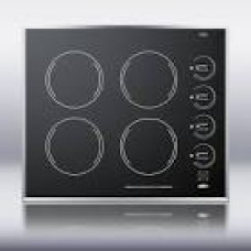 Summit Electric Cooktops in Black Stainless Steel - CR424BL