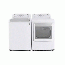 LG ENERGY STAR 5.0 CF Top Load Washer TurboDrum And 7.3 CF Electric Dryer Sensor Dry Glass Window  - White -