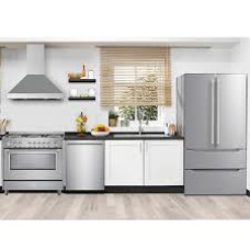 Verona 4 Stainless Steel Package : 36 Inch Gas Range Convection Oven Infrared Broiler, 36 Inch Chimney Range Hood Remote Control 600 CFM, Counter Depth 4-Door French Door Refrigerator W/Ice M, Fully Integrated Built-In Dishwasher 45 dBA