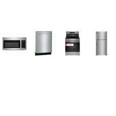 Frigidaire 4 Stainless : ELECTRIC RANGE Convection Air Fry Self Clean OVEN, 1.8CF OTR MW 300 CFM, 49 dBA DW, 20CF Refrigerator 