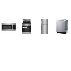Frigidaire 4 Stainless : ELECTRIC RANGE Convection Air Fry Self Clean OVEN, 1.8CF OTR MW 300 CFM, 49 dBA DW Stainless Tub, 20CF Refrigerator 
