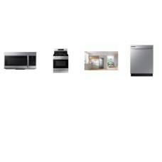 Samsung 4 STAINLESS : GAS RANGE CONVECTIN OVEN, 1.7cf OTR MW 300CFM, Fully Integrated Dishwasher 53DBA, 28 Inch Top-Freezer Refrigerator