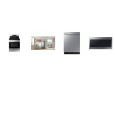 Samsung 4 STAINLESS : GAS RANGE CONVECTION OVEN AIR FRY, 2.1cf OTR MW 400CFM, Fully Integrated Dishwasher 53DBA, 28 Inch Top-Freezer Refrigerator