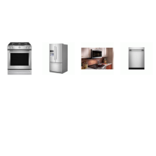 Kitchenaid 4 Stainless : Gas Slide-In Range True Convection Oven Baking Drawer, 1.9 CF OTR MW 400 CFM, 44 DBA Dishwasher, French Door Refrigerator Exterior Ice Water Dispenser