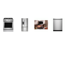 Kitchenaid 4 Stainless : Gas Slide-In Range True Convection Oven Baking Drawer, 1.9 CF OTR MW 400 CFM, 44 DBA Dishwasher, Counter-Depth French Door Refrigerator EXT WD