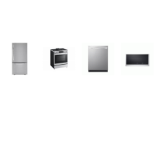 LG 4 STAINLESS APPLIANCE PKG: Smart Instaview Slide-in Gas Range 5 Sealed Convection Oven Air Fry, 2.0 CF OTR MW 400CFM, TrueSteam Dishwasher 46 dBA Stainless Interior 3rd Rack ENERGY STAR, 33 inchW 25.5CF Drawer Bottom Freezer Refrigerator Factory I