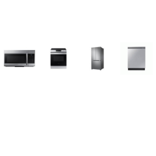 Samsung 4 STAINLESS STEEL PKG: Slide In 5 Element Electric Range Convection Self Clean Oven, Stainless Interior Dishwasher StormWash 48 dBA 3rd Rack ENERGY STAR, 1.7cf OTR MW 300CFM, 32 Inch 19.5CF French Door Refrigerator Ice Maker ENERGY STAR