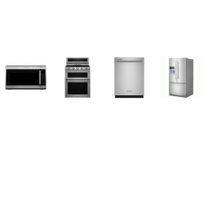 Kitchenaid 4 Stainless Steel Package : Gas Range Double Oven Even-Hea True Convection, 2.0 CF OTR MW 300 CFM, 39 DBA Dishwasher 3rd Rack Stainless Steel Interior, 26.8 Cu. Ft. French Door Refrigerator Exterior Ice and Water Dispenser