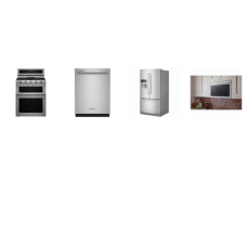 Kitchenaid 4 Stainless : Gas Range Double Oven Even-Heat True Convection, Over-The-Range Microwave Flush Built-In Design , 39 DBA Dishwasher, French Door Refrigerator Exterior Ice and Water Dispenser