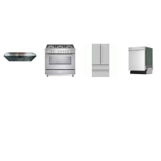 4 Stainless Steel Package : Sharp Dishwasher 49 dBA, 36 Inch French 4-Door Counter Depth Refrigerator W/Ice Maker, And Verona  36 Inch Gas Range 5 Sealed Brass Burners Convection Oven Infrared Broiler Soft-Close Oven Door, 36 Inch Under Cabinet Range