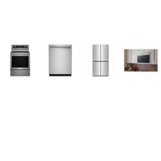 Kitchenaid 4 Stainless : Electric Range True Convection Oven, Flush Built-In Design OTR MW 400 CFM, 39 dBA Dishwasher, 36 Inch Counter-Depth French 4-Door Refrigerator Ice Maker