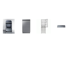 APT SIZE 4 Stainless Steel APPLIANCE PKG: 20 Inch Slide-In Smooth Top Electric Range Oven, 20 inch Convertible Range Hood 270 CFM, 24 Inch Bottom Freezer Counter-Depth Refrigerator 11.5 Cu. Ft., 18 Inch Fully Integrated Dishwasher 46 dBA