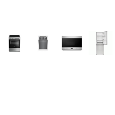 4 STAINLESS APT SIZE : Blomberg 24 Inch Smoothtop Electric Range Oven, 18 inch 48 dB Fully Integrated Dishwasher Energy Star, and Sharp 24" OTR MW, 24" Bottom-Freezer Counter-Depth Refrigerator