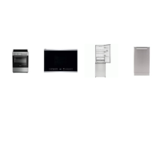 4 STAINLESS STEEL APT SIZE APPLIANCE PACKAGE : Blomberg 24 Inch Smoothtop Electric Range Oven, XO  24" OTR MW, Avanti 18 inch Dishwasher, Sharp 24" Bottom-Freezer Counter-Depth Refrigerator