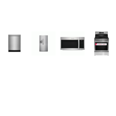 Frigidaire Gallery 4 Smudge-Proof Stainless Steel Package: Electric Range 5 Smooth Top Elements Air Fry Convection Oven, 1.9CF OTR MW 400 CFM, Fully Integrated Dishwasher 52 dBA OrbitClean, 36 Inch Freestanding Side by Side Refrigerator Filtered Wate