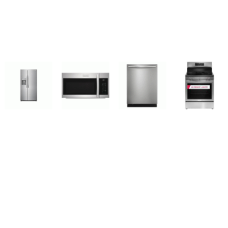 Frigidaire Gallery 4 Smudge-Proof Stainless : Electric Range Air Fry Convection Oven, 1.9CF OTR MW 400 CFM, Dishwasher 47dBA, 36 Inch Freestanding Side by Side Refrigerator Filtered WD