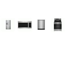 Frigidaire Gallery 4 Smudge-Proof Stainless : Electric Range Air Fry Convection Oven, 1.9CF OTR MW 400 CFM, Dishwasher 42dBA, 36 Inch Side by Side Refrigerator Filtered WD
