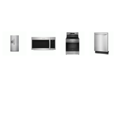 Frigidaire Gallery 4 Smudge-Proof Stainless : Electric Range Air Fry Convection Oven, 1.9CF OTR MW 400 CFM, Dishwasher 51dBA, 36 Inch Side by Side Refrigerator Filtered WD