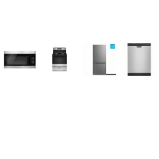 4 STAINLESS STEEL APPLIANCE PACKAGE : 1.6CF OTR MW 300 CFM, Gas Range Oven, 59 dBA Dishwasher, 30 Inch Freestanding Bottom-Freezer Refrigerator 18.7CF