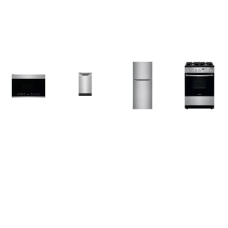 Frigidaire Apt Size 4 Stainless : 24 inch Top FreezerRefrigerator, 18 Inch Dishwasher ADA Energy Star, 24 inchW OTR MW, 24'' SLIDE IN GAS RANGE OVEN