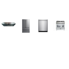 Verona 4 Stainless Steel Package : Counter Depth 4-Door French Door Refrigerator W/Ice M, Fully Integrated Built-In Dishwasher 45 dBA, 36 Inch Double Oven Range 5 Sealed Gas Burners Turbo Convection Oven, 36 Inch Under Cabinet Range Hood 600 CFM