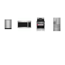 Frigidaire Gallery 4 Smudge-Proof Stainless Steel Package: Electric Range 5 Smooth Top Elements Air Fry Convection Oven, 1.9CF OTR MW 400 CFM, 52 dBA Fully Integrated OrbitClean Dishwasher ENERGY STAR, Counter-Depth 4-Door French Door Refrigerator Ex