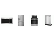 Frigidaire Gallery 4 Smudge-Proof Stainless : Electric Range Air Fry Convection Oven, 1.9CF OTR MW, 51dBA Dishwasher, Counter-Depth 4-Door French Door Refrigerator EXT WD