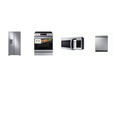 Samsung 4 STAINLESS : Slide-in Electric Range Air Fry Convection Self Clean Oven, OTR MW, Dishwasher 46dBA , 22CF Counter Depth Side by Side Refrigerator External Filtered Water/Ice D