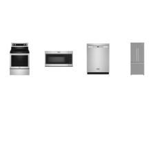 4 STAINLESS STEEL APPLIANCE PACKAGE : Maytag 30 Inch Electric Range True Convection Oven, 1.7 cu. ft. Over-the-Range Microwave 300 CFM, ENERGY STAR 50 dB Stainless Interior Dishwasher, And beko 30 Inch Counter-Depth Smart French Door Refrigerator W/I