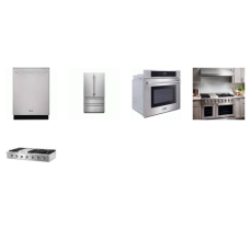 Thor Kitchen 5 Stainless Steel Appliance PKG : 48 Inch Gas Rangetop 6 Sealed Burners 15000 BTU Griddle, 48 Inch Wall Mounted Range Hood 1200 CFM, 30 Inch Self-Cleaning Wall Convection Oven, Fully Integrated Dishwasher 46 dB Adjustable Upper Rack 3rd 