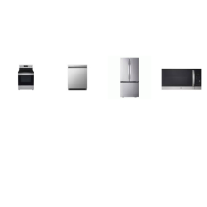 LG 4 STAINLESS : Smooth Top Range 5 Elements Oven, 1.7CF OTR MW 300CFM, Dishwasher 50 dBA Stainless Interior, 33 Inch Smart Counter Depth French Door Refrigerator W/Ice Maker