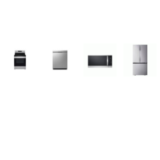 LG 4 STAINLESS : Smooth Top Range Oven, 1.8CF OTR MW, Dishwasher 48 dBA 3rd Rack, 33 Inch Counter Depth MAX French Door Refrigerator W/Ice Maker
