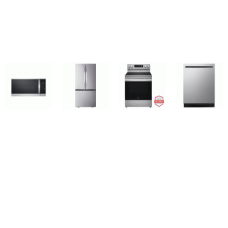 LG 4 STAINLESS : Smooth Top Range Convection Air Fry Oven, 1.8CF OTR MW, Dishwasher 46 dBA QuadWash Pro, 33 Inch Counter Depth MAX French Door Refrigerator W/Ice Maker