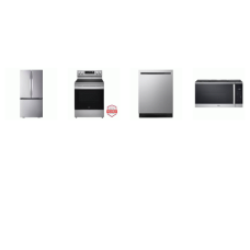 LG 4 STAINLESS : Smooth Top Range Convection Air Fry Oven, 1.8CF OTR MW, Dishwasher 46 dBA QuadWash Pro, 33 Inch Counter Depth MAX French Door Refrigerator W/Ice Maker