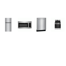 Frigidaire 4 Stainless :  Smoothtop Electric Range Oven, 1.8CF OTR MW 300 CFM, Dishwasher 52dba, 20.5 Cu. Ft. Top Freezer Refrigerator