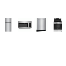 Frigidaire 4 Stainless :  Smoothtop Electric Range Oven, 1.8CF OTR MW 300 CFM, Dishwasher 52dba, 20.5 Cu. Ft. Top Freezer Refrigerator