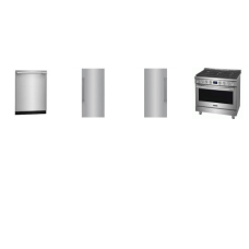 Frigidaire Professional 4 SMUDGE-PROOF STAINLESS STEEL PKG : 36 Inch Dual Fuel Range 6 Burners Oven Dual Fan Convection, Built-In Dishwasher STAINLESS INTERIOR 47 dB ENERGY STAR, 33 Inch Refrigerator Column 18.6 Cu. Ft. Internal Water Dispenser, 33 I