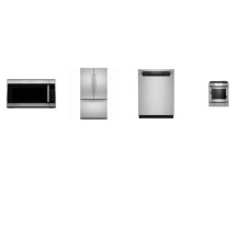 Kitchenaid 4 Stainless Steel Package : Slide-in Dual Fuel Range Even-Heat True Convection Oven, 2.0 CF OTR MW 300 CFM, 44 dBA Dishwasher FreeFlex Third Rack and LED Interior Lighting, 22 cu. ft. 36-Inch Width Counter Depth French Door Refrigerator In