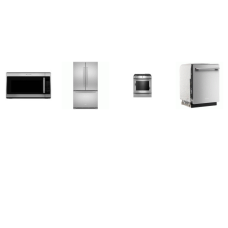 Kitchenaid 4 Stainless Steel Package : Slide-in Dual Fuel Range Even-Heat True Convection Oven, 2.0 CF OTR MW 300 CFM, 44 dBA Dishwasher, Counter Depth French Door Refrigerator Interior Dispense