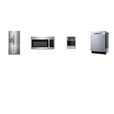Frigidaire 4 Stainless : Induction Slide In Range Convection Bake Oven,1.8CF OTR MW, 49 dBA Stainless Tub Dishwasher, 36 Inch Counter Depth Side by Side Refrigerator External WD