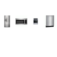 Frigidaire 4 Stainless : Induction Slide In Range Convection Bake Oven,1.8CF OTR MW, 52 dBA Dishwasher, 36 Inch Counter Depth Side by Side Refrigerator External WD