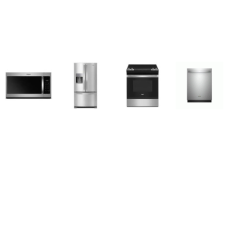 Whirlpool 4 STAINLESS STEEL APPLIANCE PACKAGE : 30 Inch Slide-In Electric Range Self Clean Oven, 1.7CF OTR MW 300 CFM, Fully Integrated Dishwasher 51 dBA 3rd Rack ENERGY STAR, 36 Inch 24.7 cu. ft French Door Refrigerator Ice and Water Dispenser ENERG