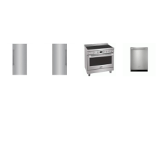 Frigidaire Professional 4 SMUDGE-PROOF STAINLESS  : 36'' Induction Range Convection Oven, Dishwasher 47 dB , 33 Inch Refrigerator Column 18.6 Cu. Ft. Internal Water Dispenser, 33 Inch Freezer Column 19 Cu. Ft. Single-Door Freezer