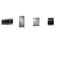 Samsung 4 STAINLESS : Slide-in Gas Range Air Fry & Convection Oven, OTR MW, 46 dBA Dishwasher StormWash 3rd Rack Half Load, 33 Inch Counter Depth French Door W/ICE MAKER ENERGY STAR