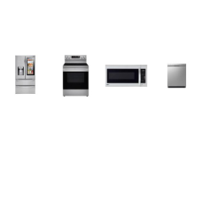 LG 4 STAINLESS APPLIANCE PKG: 28CF InstaView Door-in-Door 4-Door French Door Refrigerator External Ice Water Dispenser Door ENERGY STAR, Dishwasher 48 dB 3rd Rack Stainless Interior ENERGY STAR, 2CF OTR MW 400 CFM, Smart Range 5 Elements 6.3 cu. ft. 