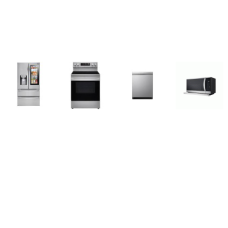 LG 4 STAINLESS : True Convection InstaView Electric Range with Air Fry, 2.1CF OTR MW ExtendaVent 400CFM, TrueSteam Dishwasher 44 dB 3rd Rack, InstaView Door-in-Door 4-Door French Door Refrigerator WD