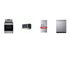 LG 4 STAINLESS : True Convection InstaView Electric Range with Air Fry, 2.1CF OTR MW ExtendaVent 400CFM, Dishwasher 46 dB, 4-Door French Refrigerator W/Full-Convert Drawer WD