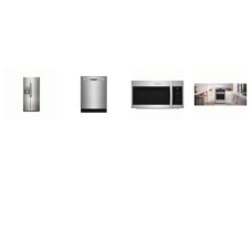 Frigidaire Gallery 4 Smudge-Proof STAINLESS APPLIANCE : 5brs Gas Range Convection Oven Air Fry Griddle, 1.9CF OTR MW 400 CFM, 49 dBA Fully Integrated Dishwasher ENERGY STAR, 33 Inch Side by Side Refrigerator Ice Maker External Water/Ice Dispenser