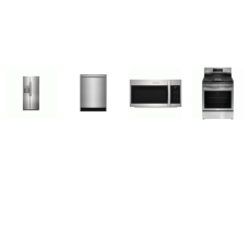 Frigidaire Gallery 4 Smudge-Proof STAINLESS : Gas Range Convection Oven Air Fry Griddle, 1.9CF OTR MW 400 CFM, 52 dBA OrbitClean Dishwasher, 33 Inch Side by Side Refrigerator Ice Maker External Water/Ice Dispenser
